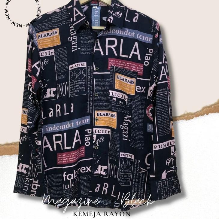 Bagus Banget.. ￼Kemeja Wanita Rayon Motif Abstrack Koran Bahan Adem Baju Atasan Wanita Kerja Premium