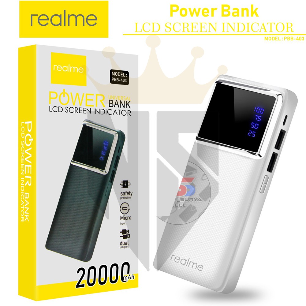 PB POWERBANK POWER BANK REALME MURAH KAPASITAS 20000 mAh PBB 403