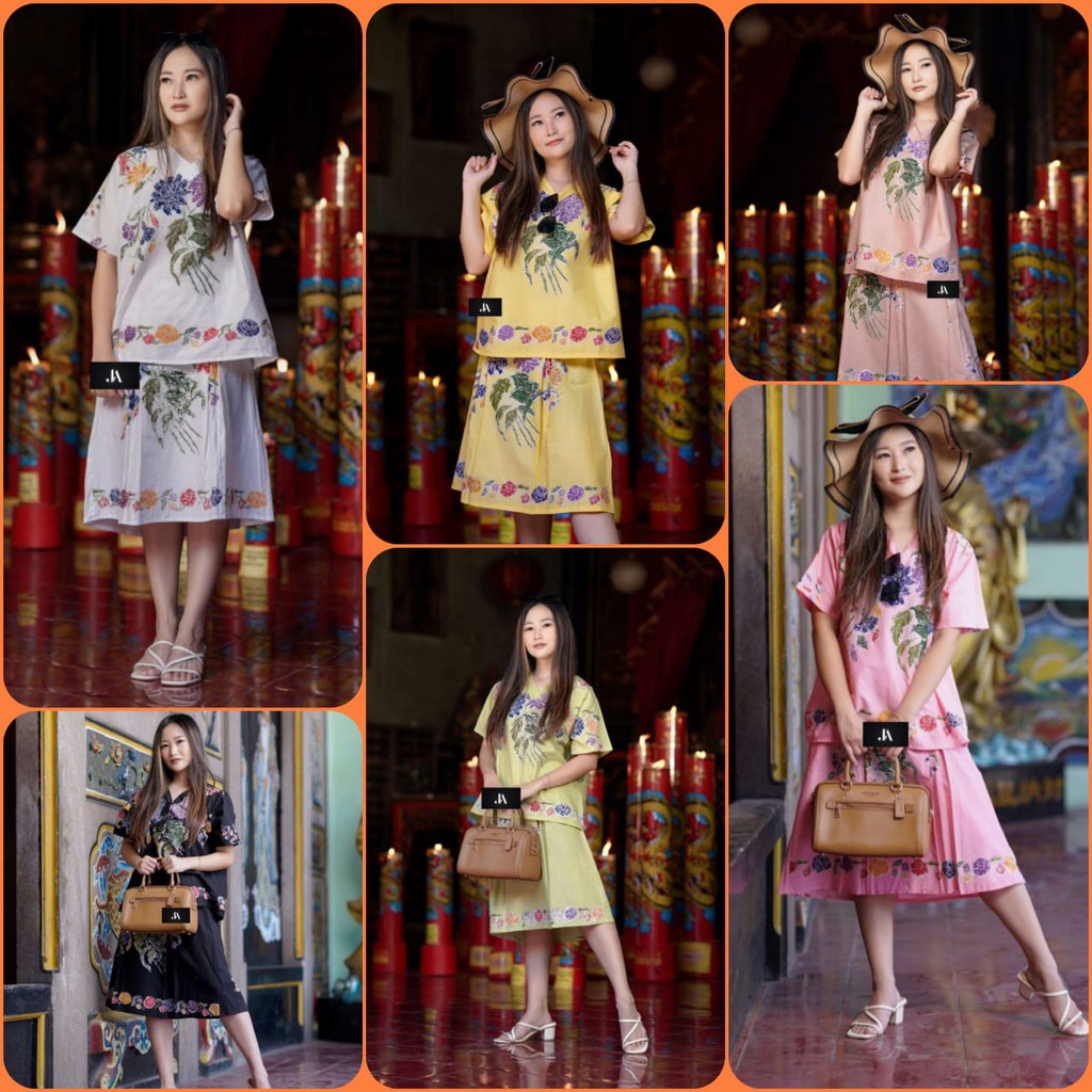 Setelan rok dan blouse encim homemade batik wanita set kondangan setelan batik rok pendek payung