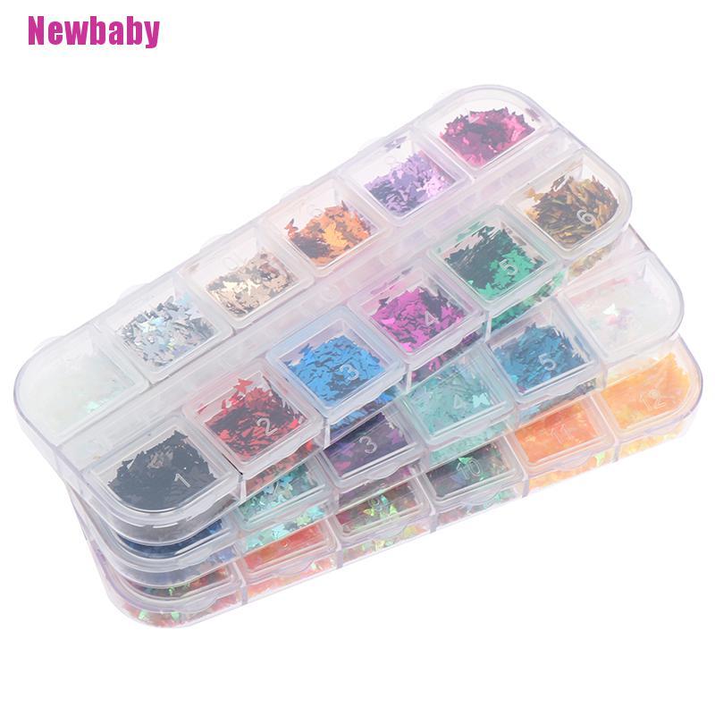 BUTTERFLY (Newbaby) Payet Kupu-Kupu Glitter Campur Untuk Dekorasi Nail Art