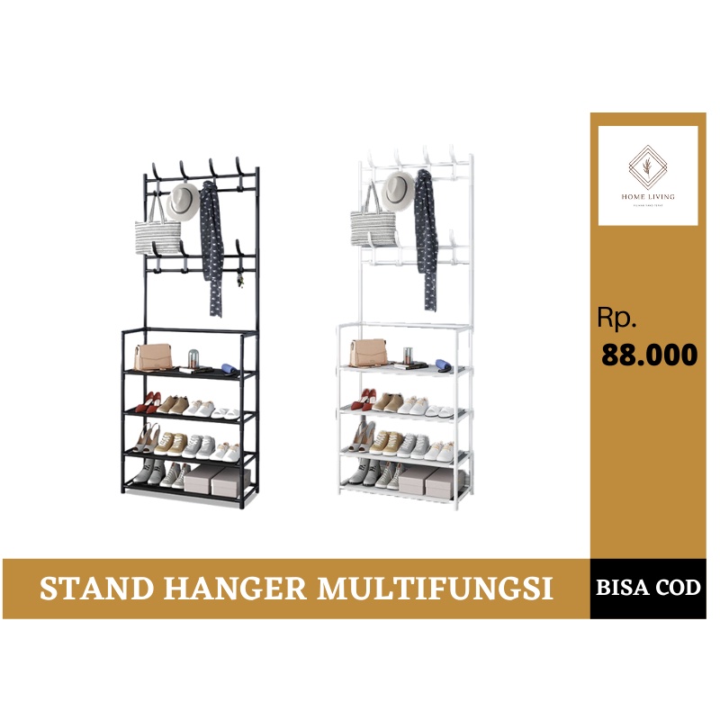 Rak Sepatu Serbaguna Multifungsi Stand Hanger Gantungan Baju Topi Minimalis - Homeliving