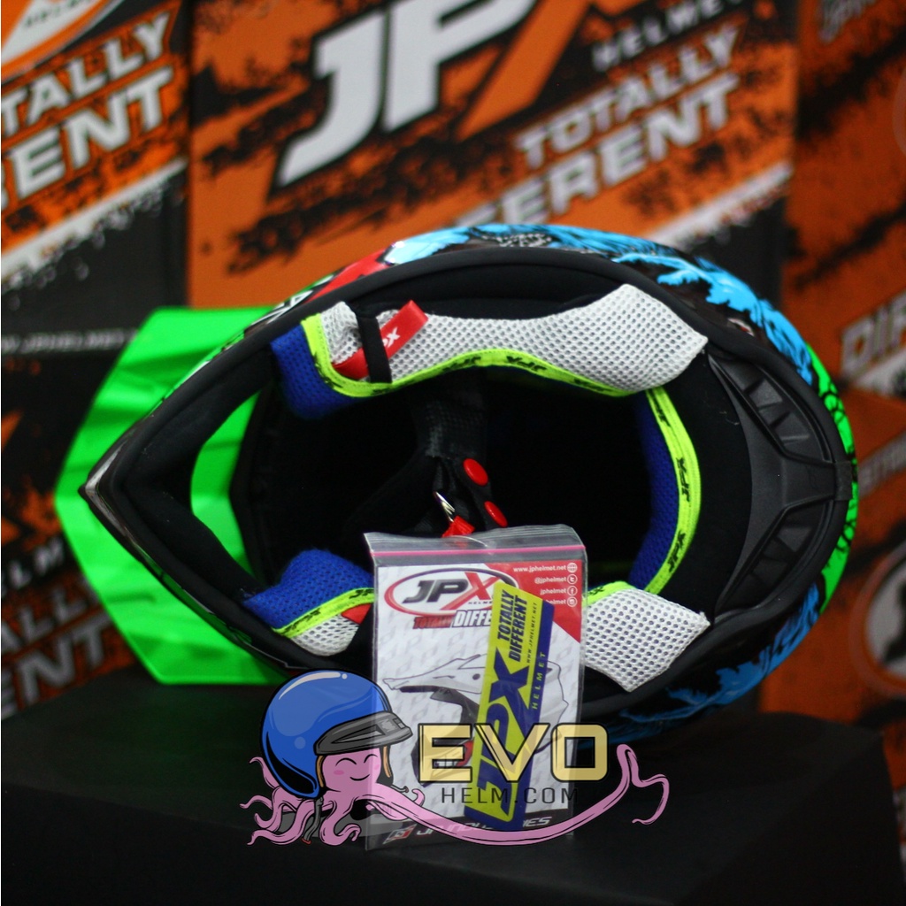 HELM JPX CROSS_FOX1 SERI X14 - FLUO GREEN GLOSS + GOOGLE SNAIL (ONGKIR 2 KG) HELM JPX TERBARU