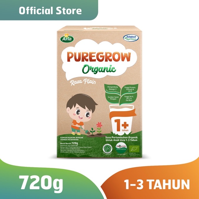 Puregrow Organic - Susu Formula Organik 1-3 Tahun 720gr Boy/Girl