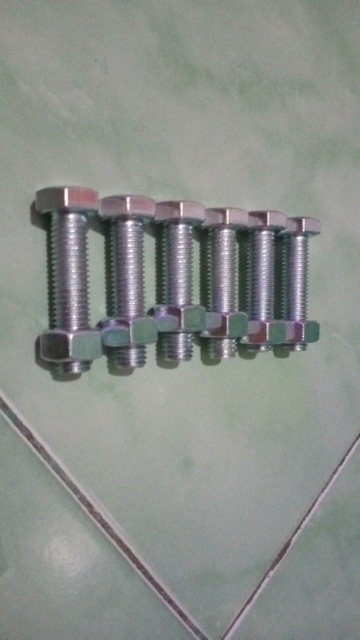 Bisa Bayar Di Tempat M12x50 Baut + Mur (kunci 19) Putih