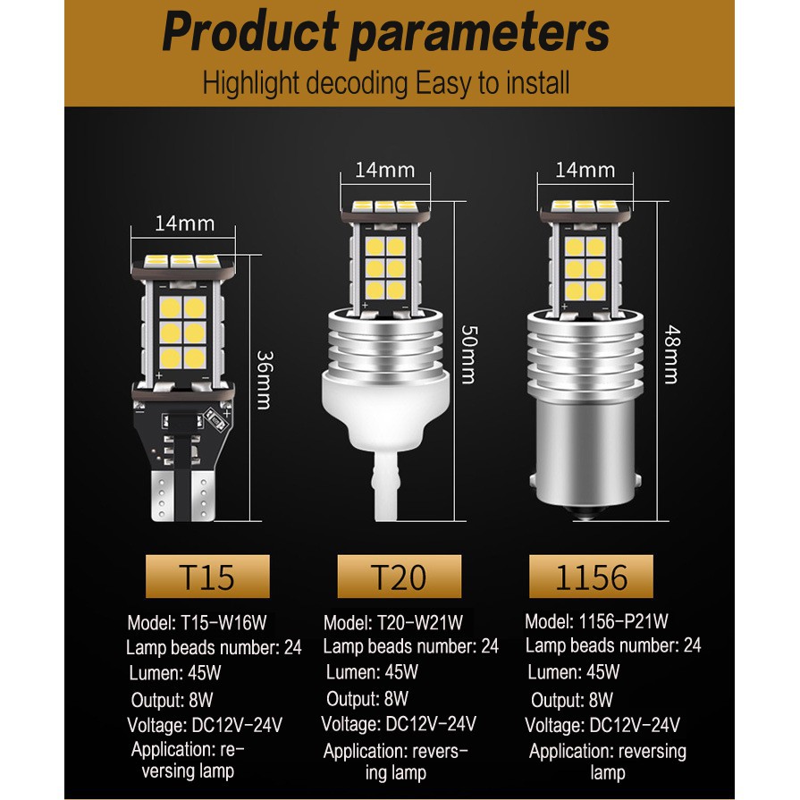 1156 T15 T20 Lampu Bohlam Led Warna Merah Untuk Rem / Mundur Mobil / Motor