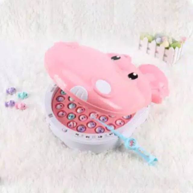 Mainan edukasi Anak Pancinga  Hippo  45pcs ikan/pancingan elektrik