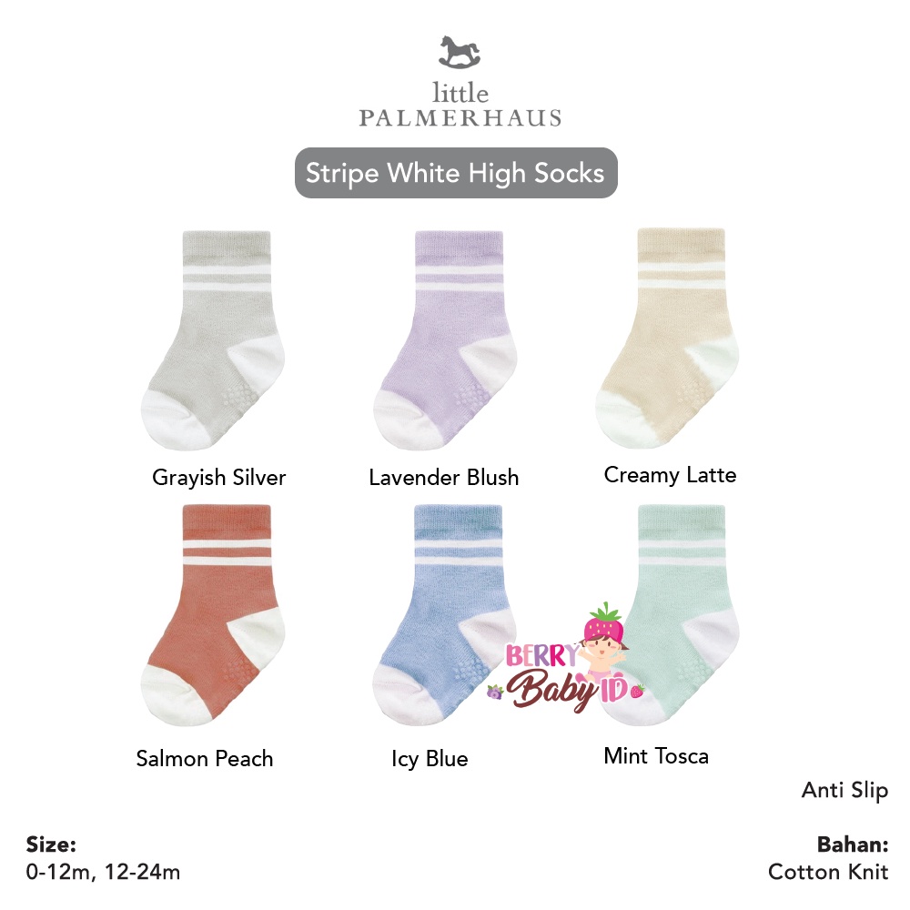 Little Palmerhaus Stripe High Socks Anti Slip Kaos Kaki Cotton Bayi Berry Mart