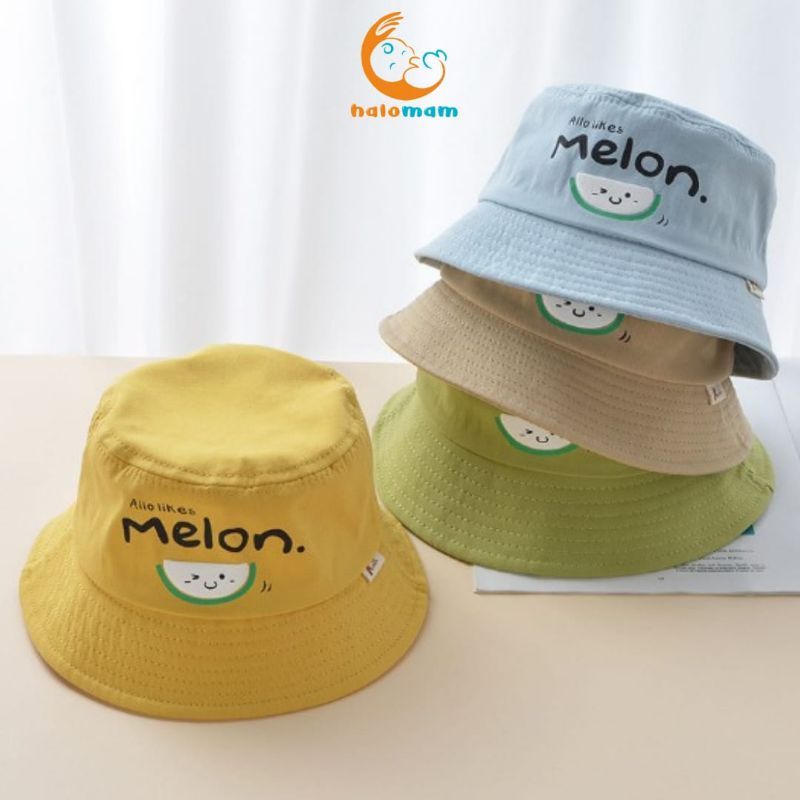 Halomam - Bucket Hat Melon ( Topi Bucket Bayi Unisex/ Topi Bucket Anak Lelaki / Perempuan )-3