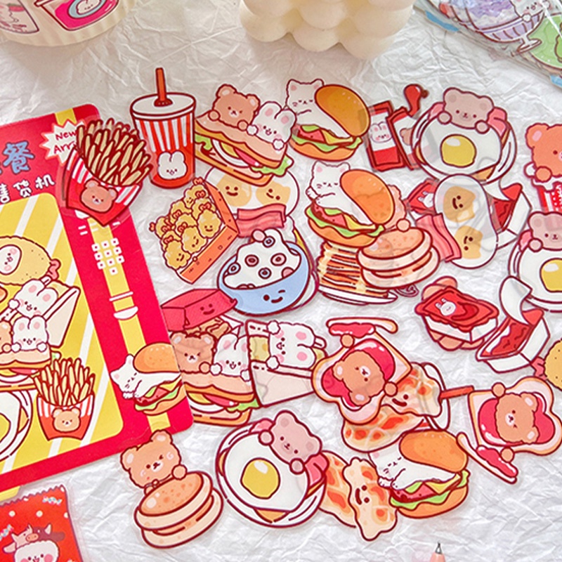 40pcs Stiker Motif Kartun Makanan Vending Machine Untuk Dekorasi DIY