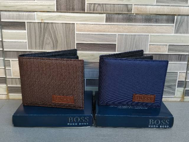 3in1 Dompet Pendek Pria Canvas Lipat Cowok 3Ruang Uang Kertas Banyak Slop Kartu