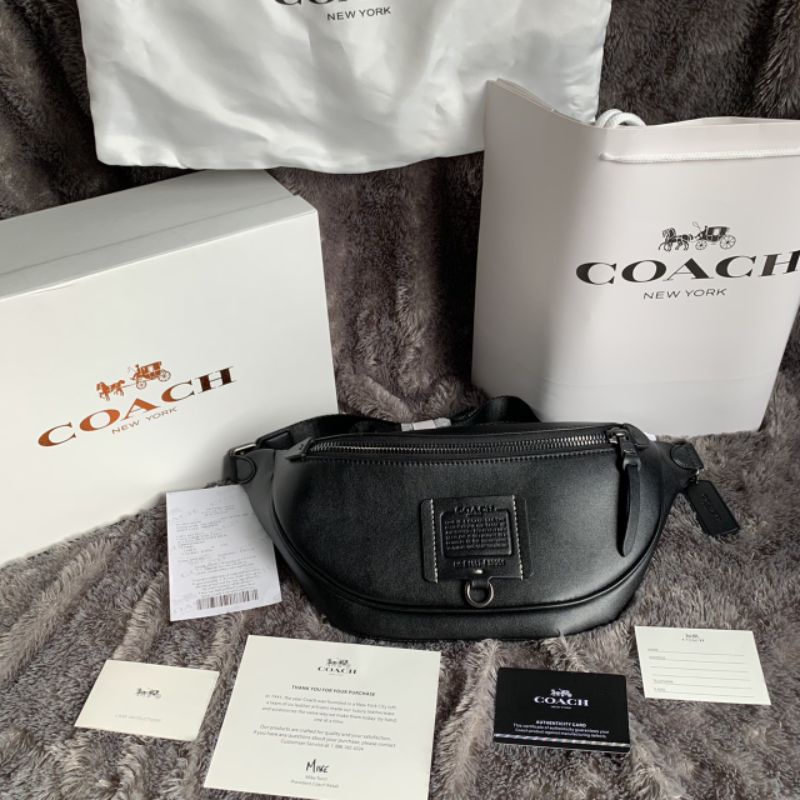 COACH WAISTBAG LEATHER BOX IN SIGANTURE CANVAS