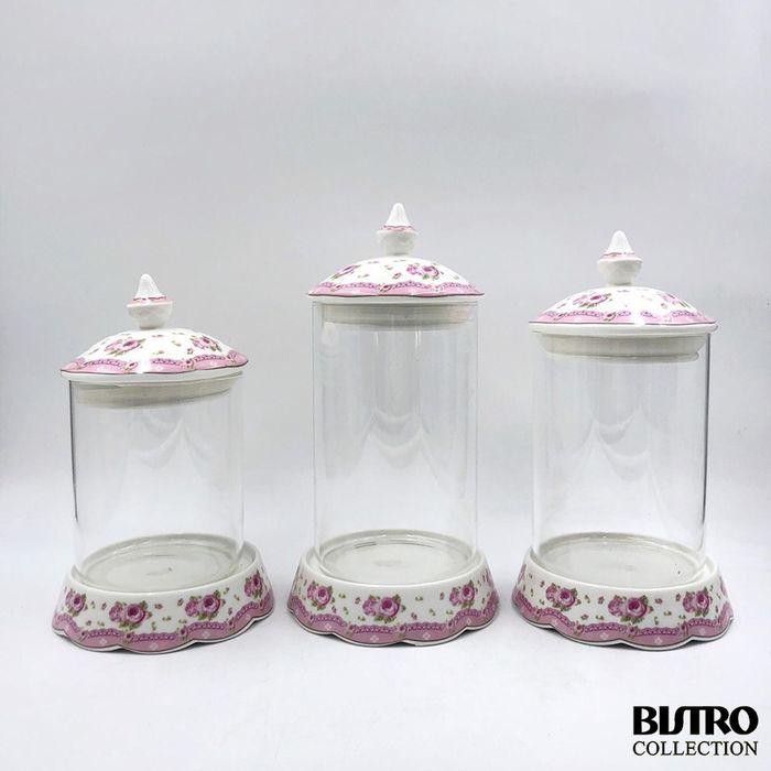 Toples Makanan / Bistro Rosegarden 1833 3 Set Toples Keramik Kaca (Edisi Lebaran)