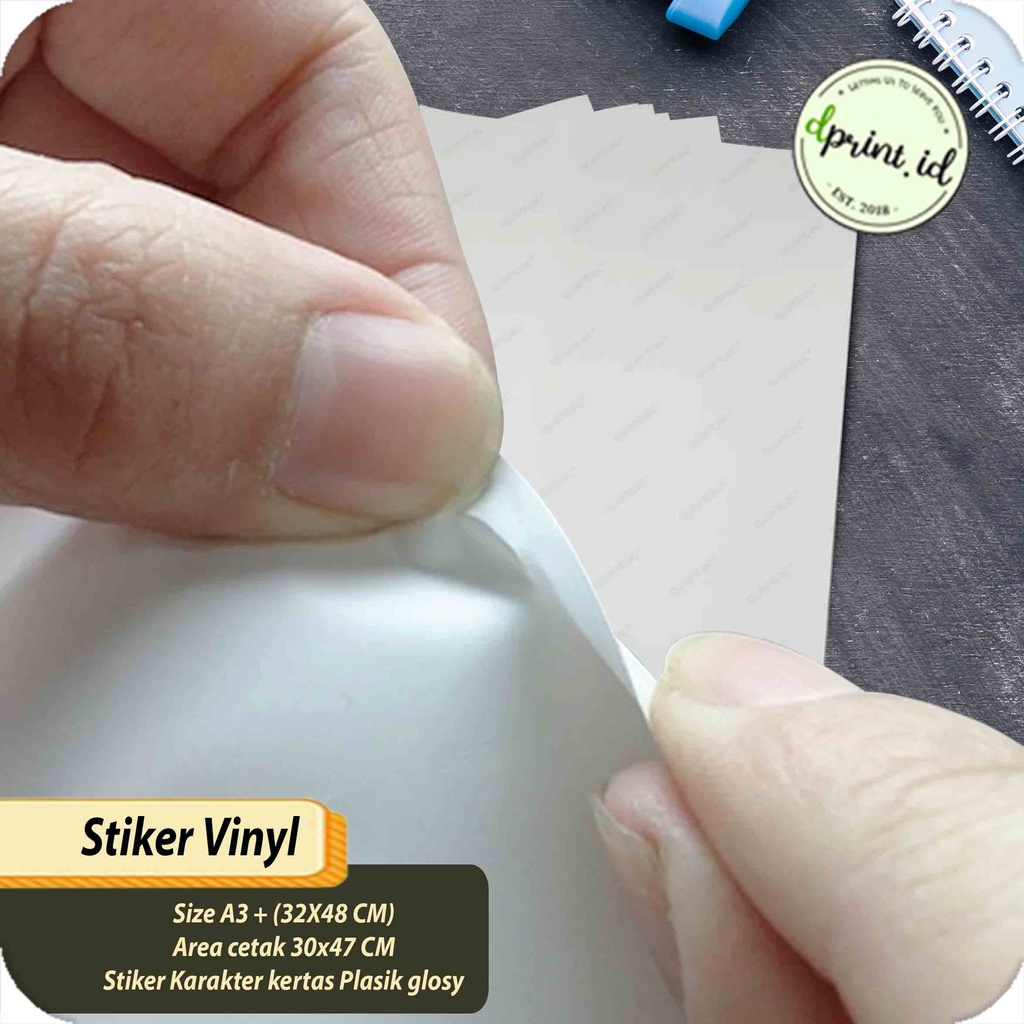 

Cetak Sticker Vinyl A3+ Stiker Kertas Kromo Vinyl A3 Plus