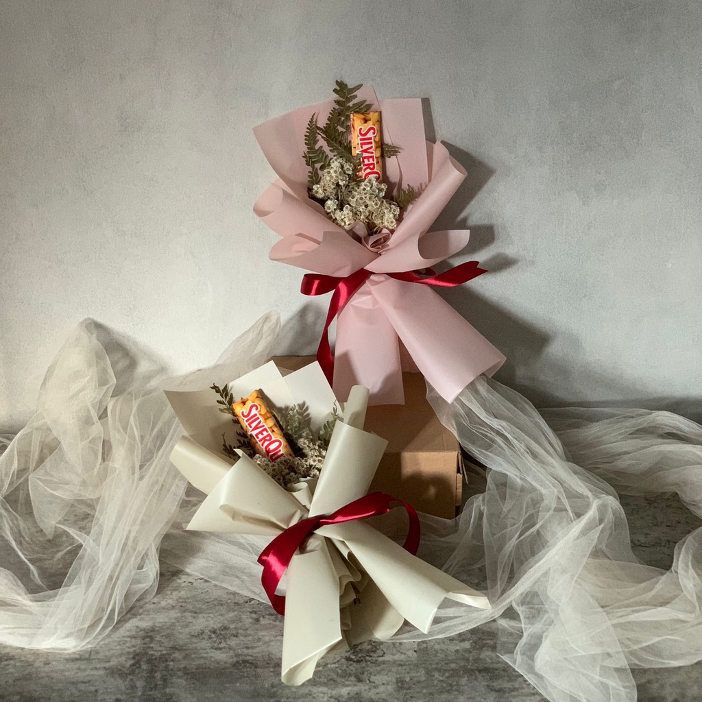 buket coklat || buket silverqueen || buket mini bunga kering