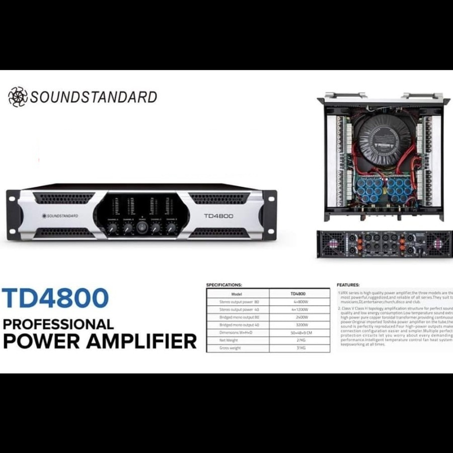 POWER AMPLIFIER SOUNDSTANDARD TD4800/TD 4800 4CH 4 x 800 WATT