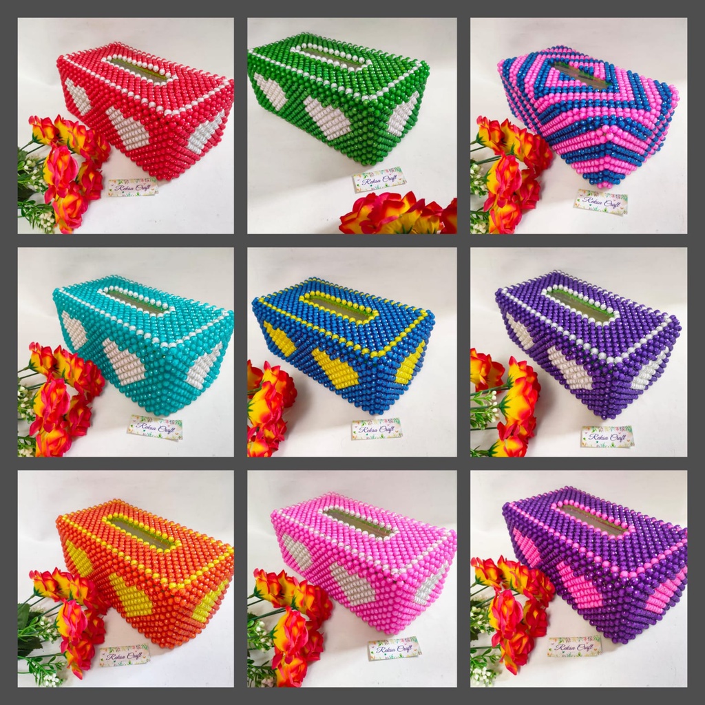 KOTAK SARUNG TISU BESAR HIAS MOTE MANIK MANIK