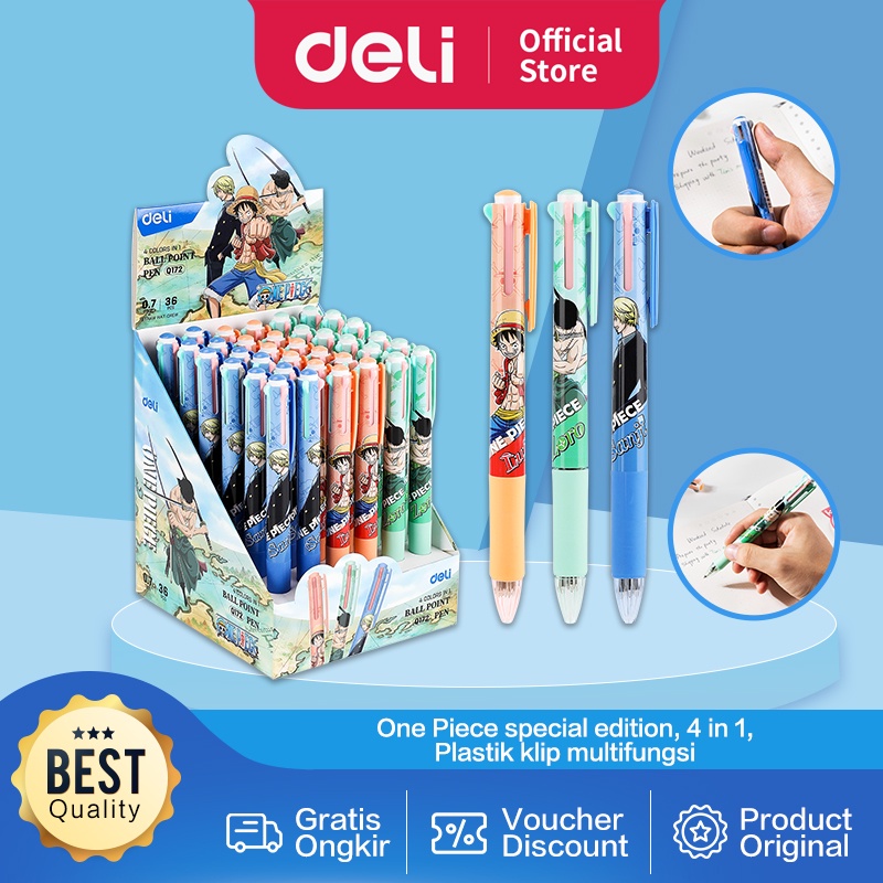 

Deli Ball Point / Pulpen Bolpoin 0.7 mm Kartun One Piece 4 Tinta in 1 CQ172