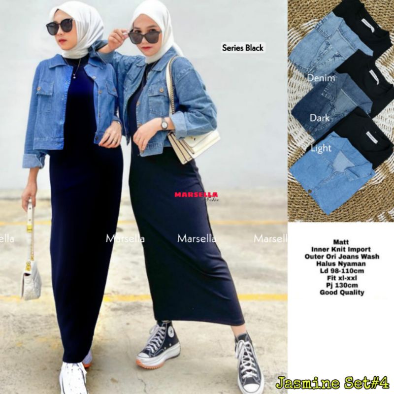 Jasmine Set #4 By MARSELLA • Setelan Wanita • Maxy Dress Gamis Jaket Cardigan Jeans Wanita Set