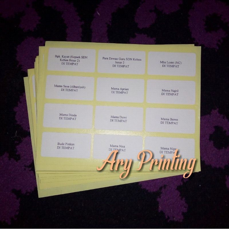 Cetak Label Nama Undangan 103 / Proses 1 hari jadi