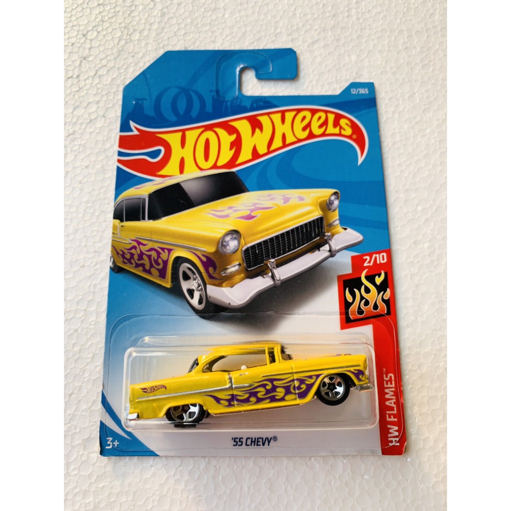 HOT WHEELS HOTWHEELS 55 CHEVY KUNING HW FLAMES DIECAST MOBIL HOTWEELS LANGKA MUSCLE CAR LANGKA TRACK