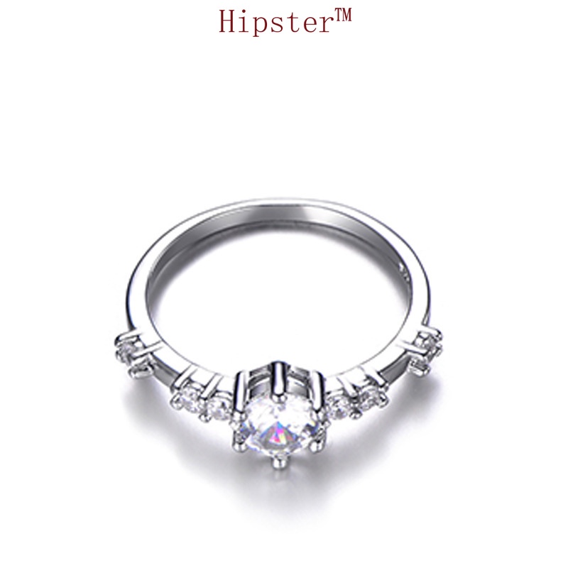 Hot Sale Simple Versatile Personality Inlaid 7 Carbink Rings