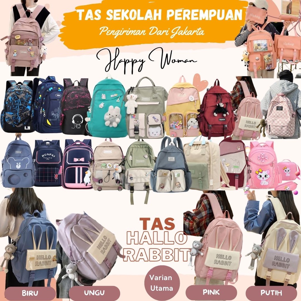 Tas Sekolah Anak Perempuan Tas Ransel Wanita Cewek Tas Ransel Backpack Wanita Model Korea Impor Murah