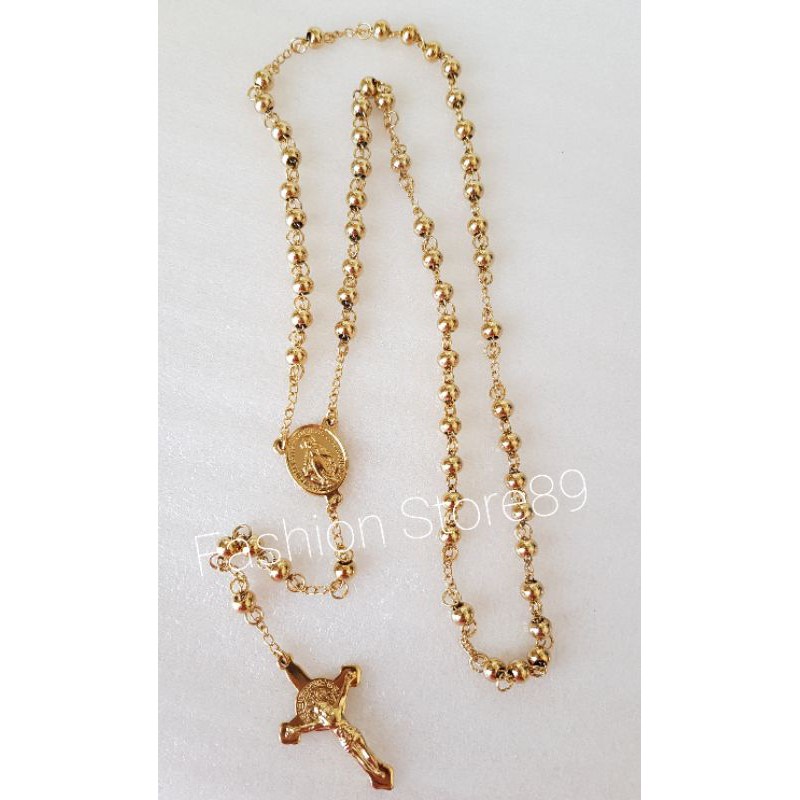 Kalung Rosario gold titanium import Antikarat / kalung Rosario 4mm 5mm 7mm ROG02