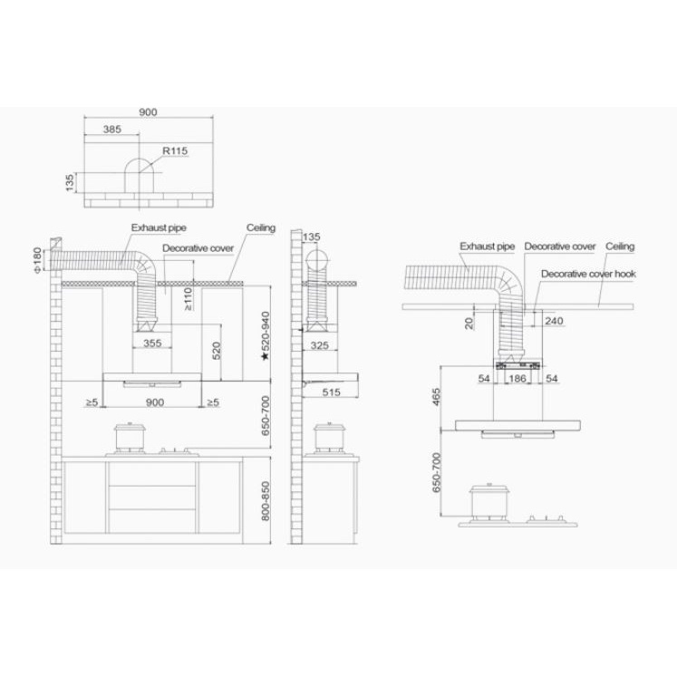 FOTILE Cooke Hood / RangeHood EMS9028 - Pengisap Asap Dapur