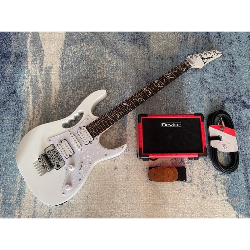 Paket Gitar Ibanez Jem Flower Warna Putih-Gitar & Ampli