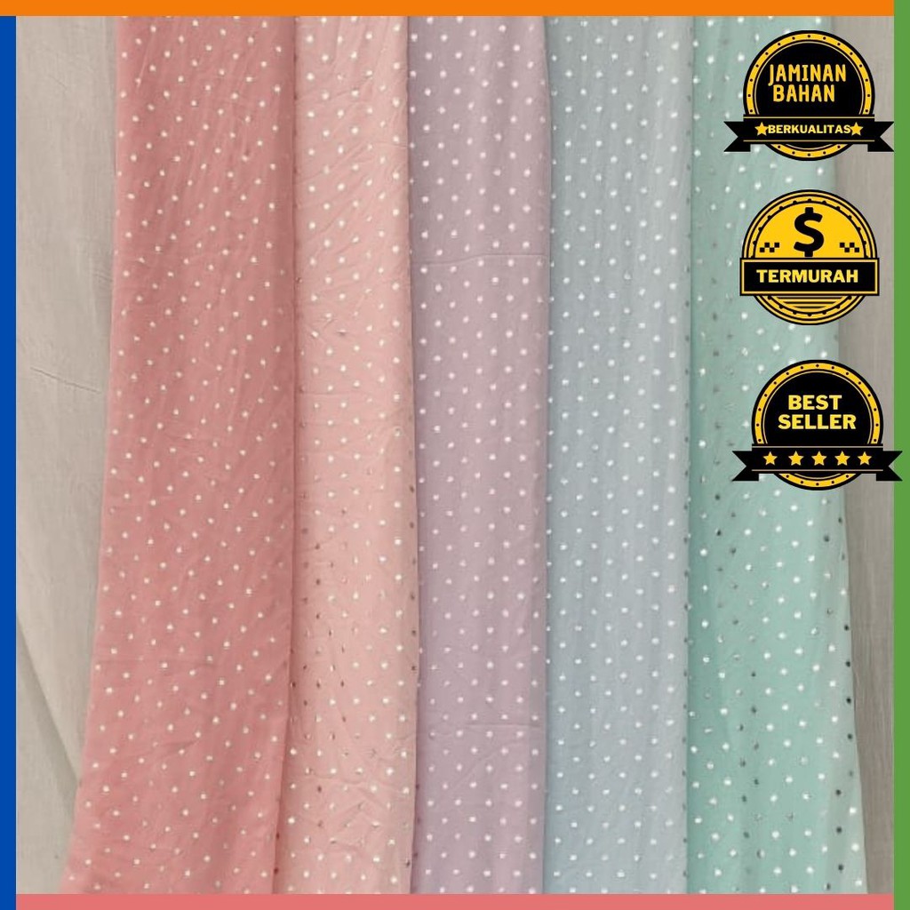 Kain Memora Kain Sifon Ceruty Motif Polka Berbagai Warna Lebar 140 cm Murah Banget