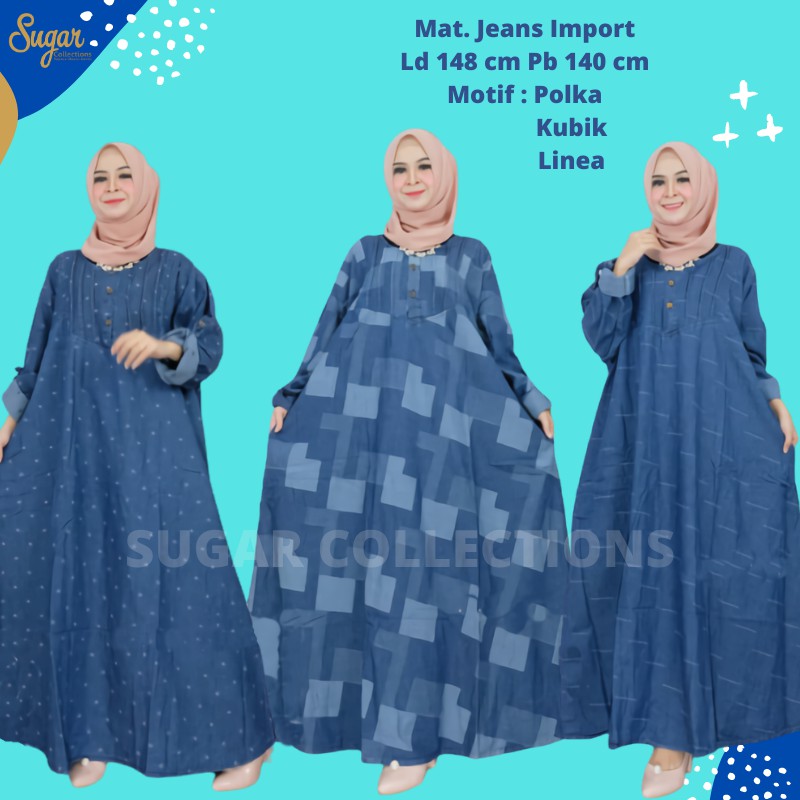Gamis Jeans Super Jumbo Fashion Muslim Bahan Jeans Import Fit XXXL-XXXXL Big Size Best Seller