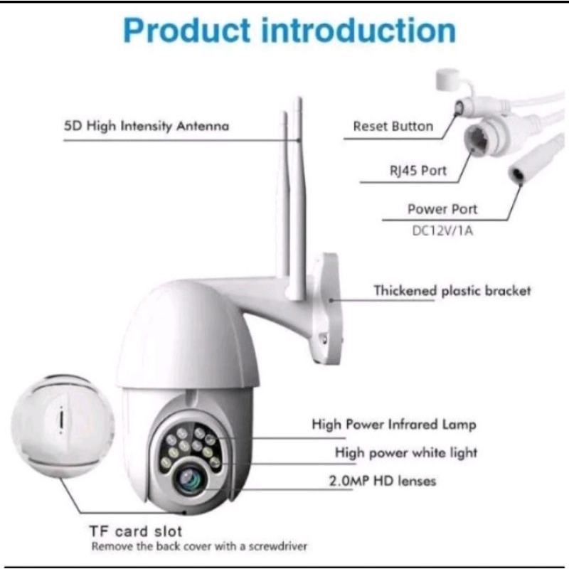CCTV OUTDOOR IP CAM KAMERA PTZ  8MP KAMERA WIRELESS WIFI V380