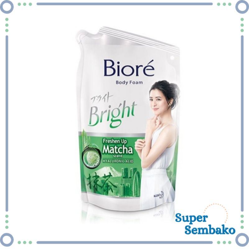 SABUN MANDI CAIR BIORE BODY FOAM BRIGHT FRESHEN UP MATCHA SCENE REFILL 220ml