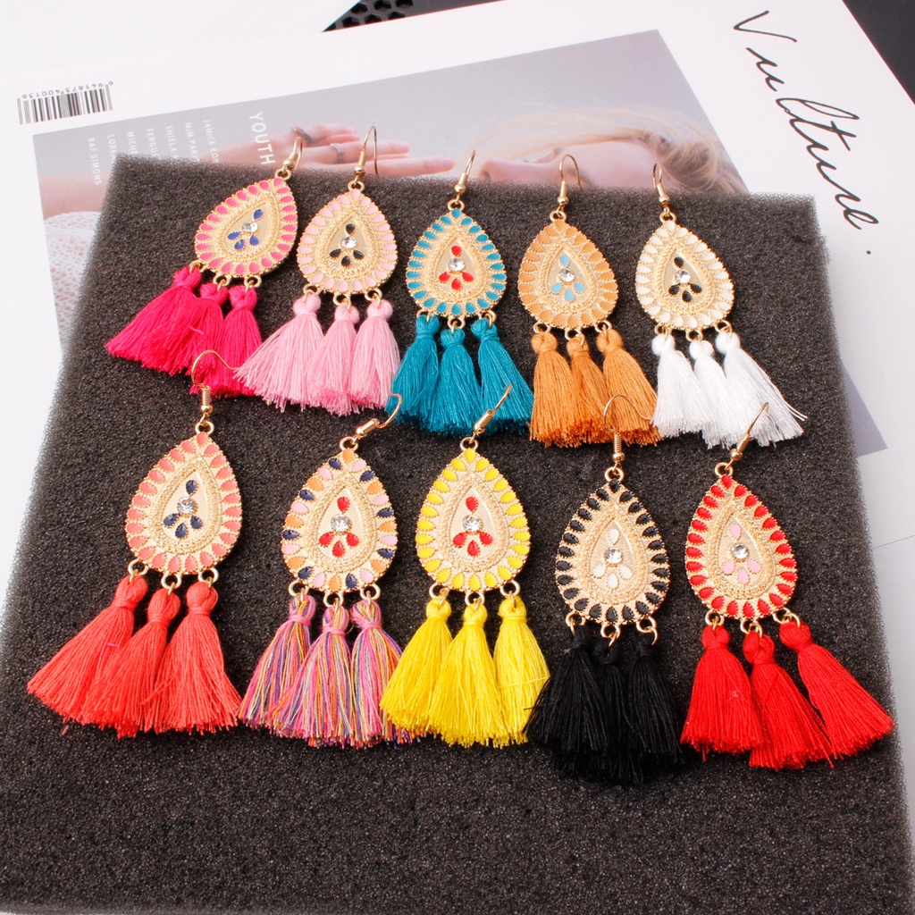 Bohemian earbud indah Eropa dan Amerika anting-anting baru retro kreatif rumbai anting-anting fashio