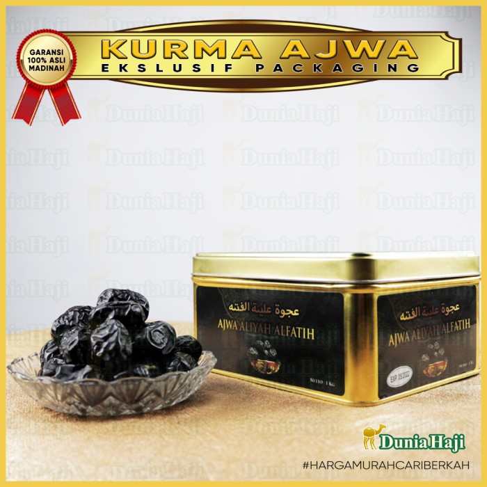 

READY - KURMA AJWA ALIYAH AL FATIH 1KG KEMASAN KALENG KURMA NABI ASLI MADINAH