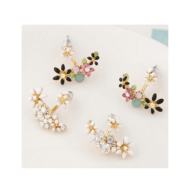 LRC Anting Tusuk Fashion Dropped Flowers And Diamond A6135X