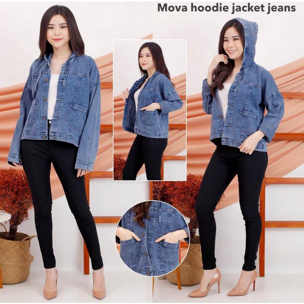 (ORIGINAL) Mova hoodie jacket jeans wanita by Genijeans