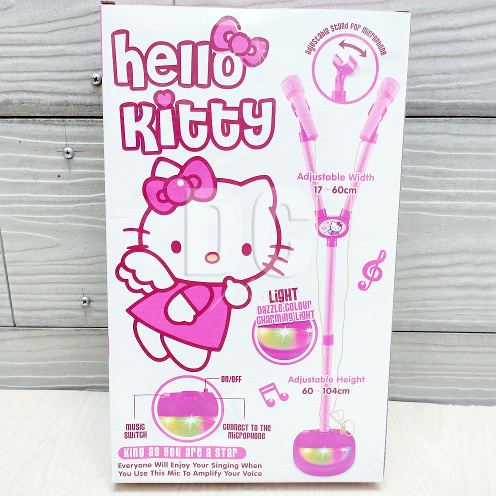 Microphone Karakter 2in1 Hello Kitty Frozen Justice League Mainan Mic Karaoke Double Standing LED