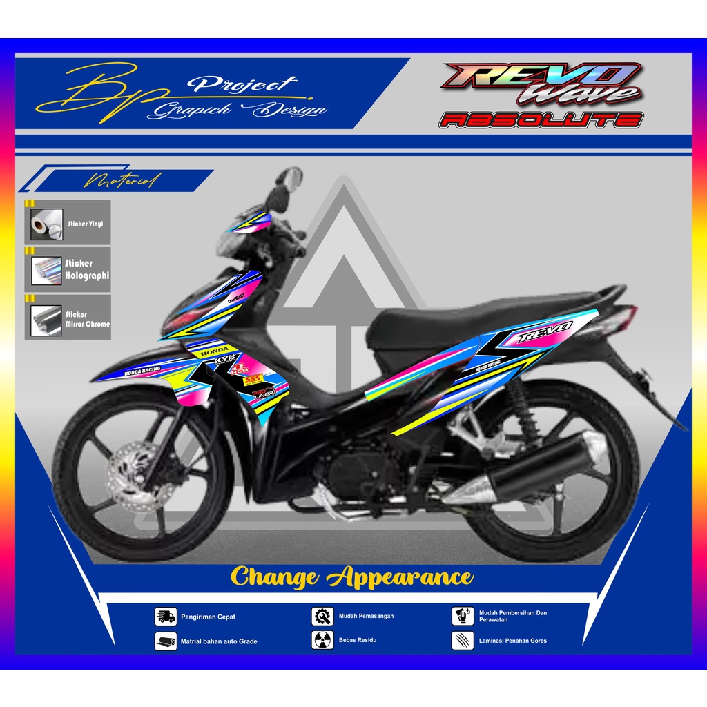 STRIPING REVO - STICKER STRIPING REVO ABSOLUTE WAVE 110 - STIKER MOTOR HONDA REVO ABOSOLUTE WAVE 110