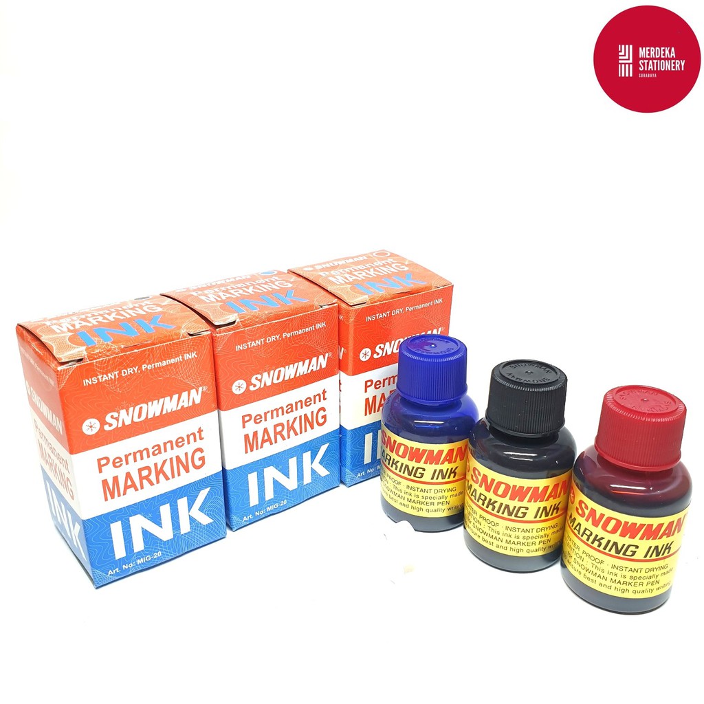 

Refill/Isi/Tinta Spidol/Marker Permanen/Permanent Ink Snowman MIG-20(HITAM/BIRU/MERAH)