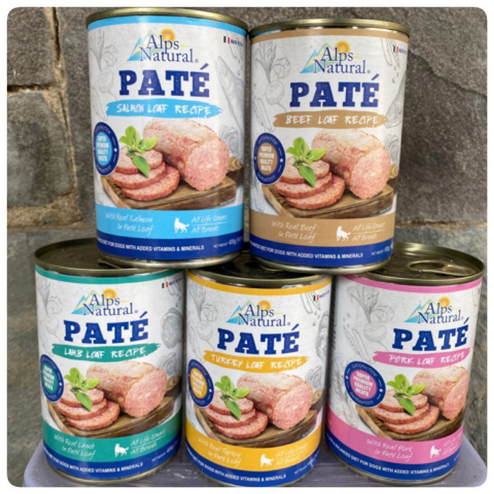 PATE Wet Dog Food 400Gram Alps Natural Makanan Basah Kaleng Anjing 400GR