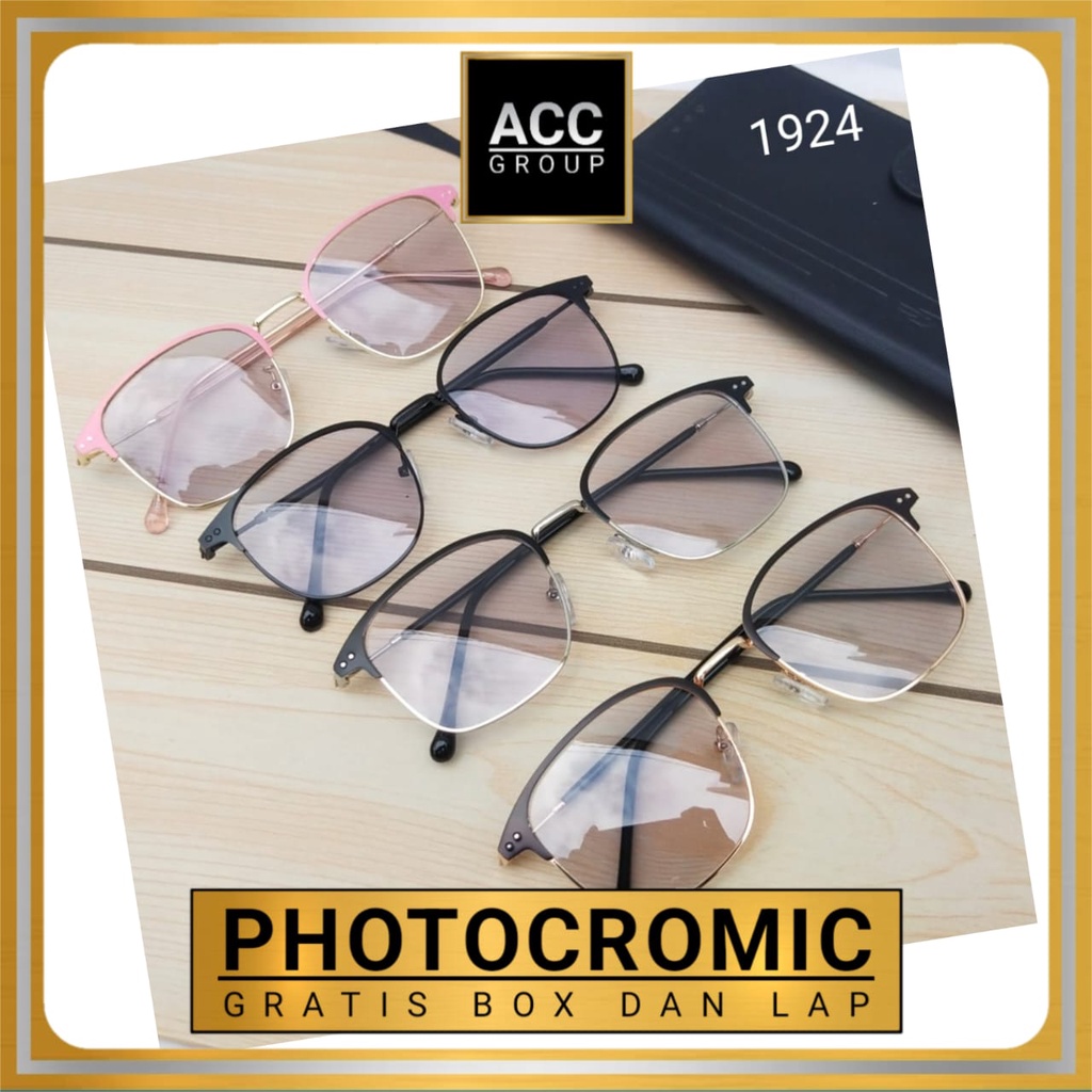 READY STOCK Photocromic Kacamata Berubah Warna Wanita Pria Frame Optik Fashion Style Anti Radias