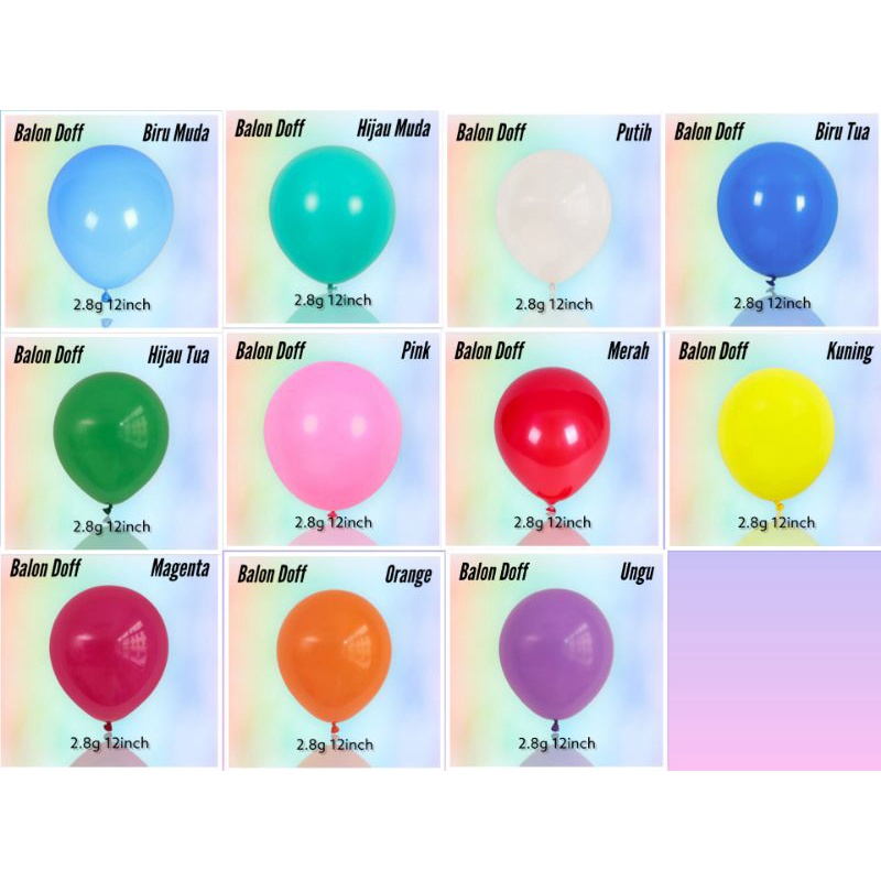 Balon Latex Doff Balon Pesta Ukuran 12inch Warna Warni Harga Per 1pcs Balon Harga Persatuan