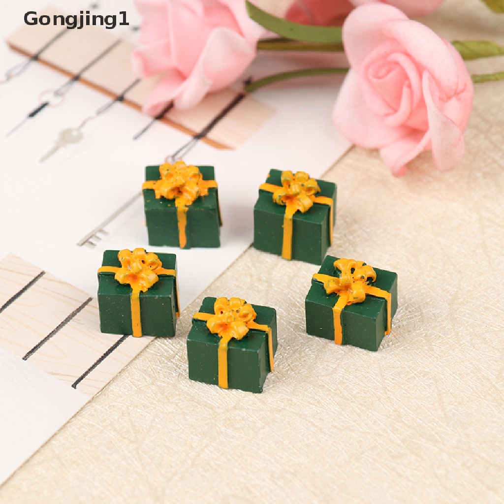 Gongjing1 5PCS / Set Mainan Miniatur Kotak Hadiah Skala 1: 12 Untuk Dekorasi Rumah Boneka