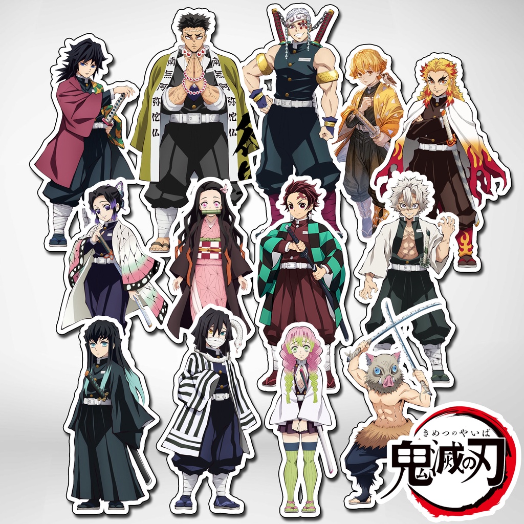 

14 pcs Stiker Vinil Anime Kimetsu No Yaiba Untuk Case Handphone Laptop dan Lainnya