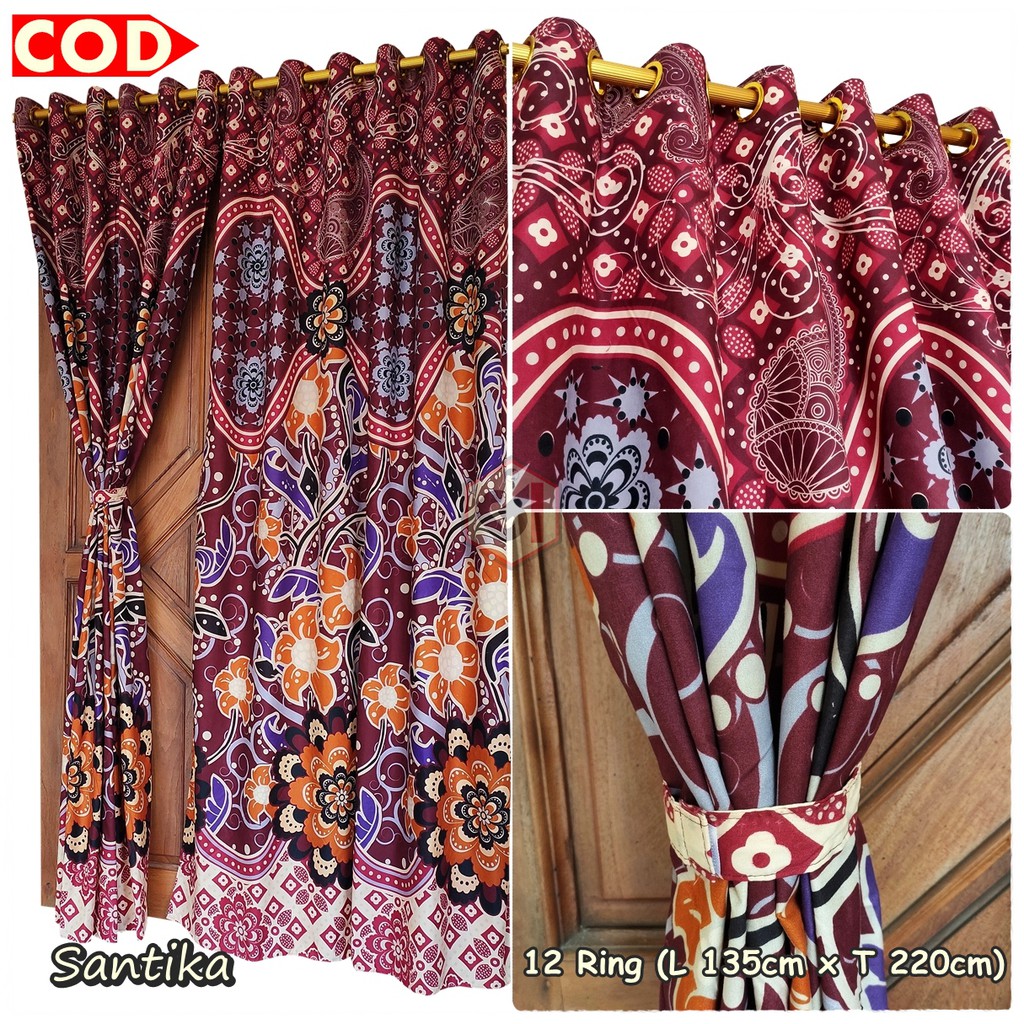  Gorden  Pintu  Jendela Model Smokering 12 Ring Motif Batik 