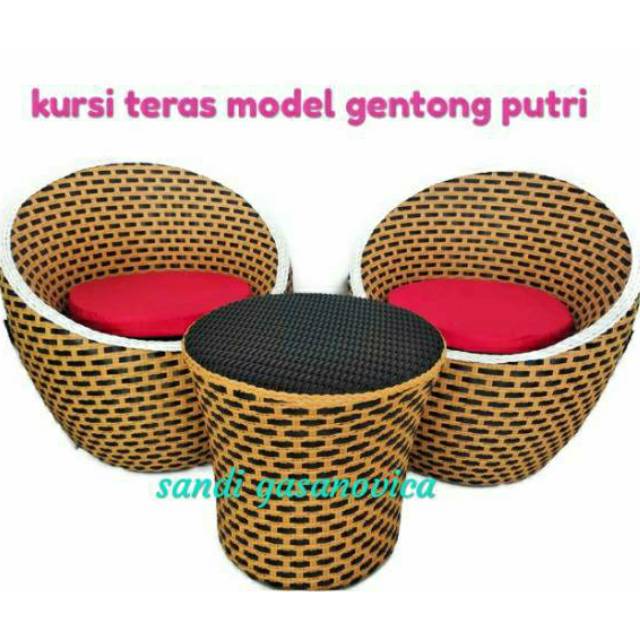  Kursi  teras  murah model gentong  rotan sintetis Shopee 