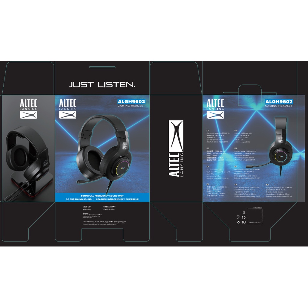 Headset Headphone Gaming Altec Lansing ALGH9602 - RGB - 3.5mm usb jack