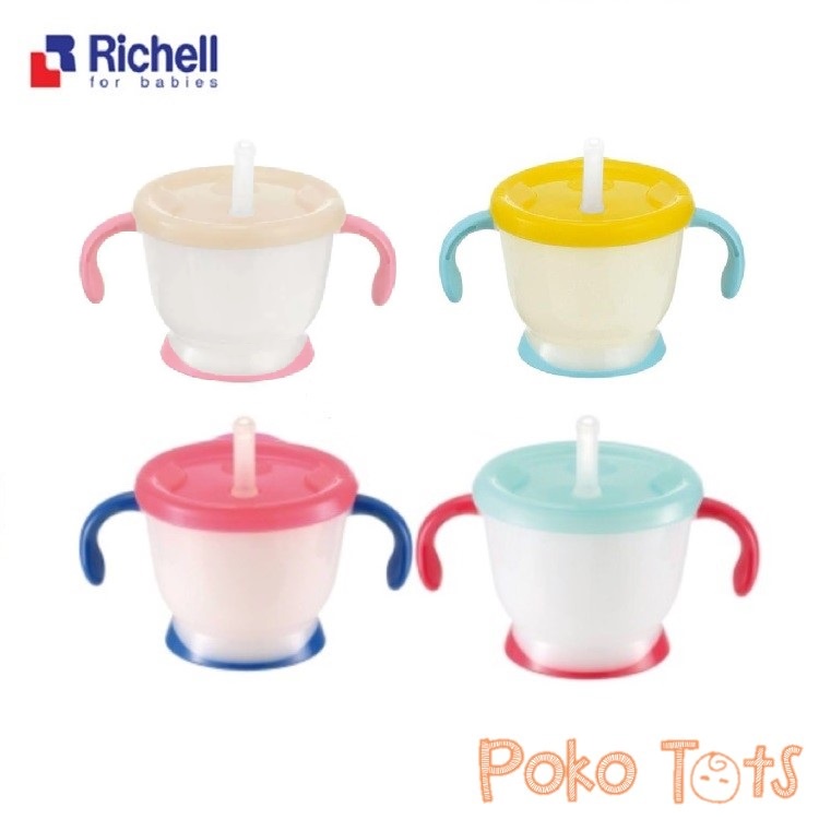 Richell Baby Aqulea Cup de Mug 150ml Straw Training Mug Gelas Minum Bayi Dengan Sedotan WHS