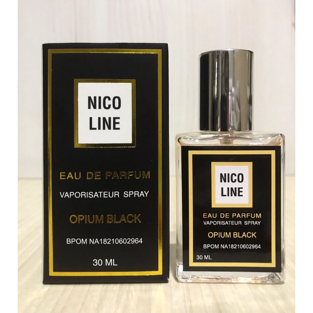 Nicoline Parfum Opium Black 30ml Eau De Perfume Pria Wanita Unisex Vaporisateur Spray Alcohol / Non-Alkohol